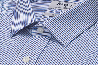Men's fine navy and blue striped shirt - FLORIEN