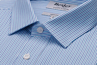 Men's poplin shirt – Blue & Green stripes - FLORIEN