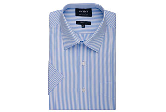 Light Blue & White striped short sleeve shirt - MAZAIRE