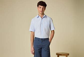 Light Blue & White striped short sleeve shirt - MAZAIRE