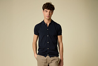 Shirt-style polo for men - Navy - BRAXTEN