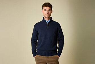 Zip-neck jumper - Navy - VALDRIK