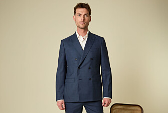 Men's Double-Breasted Jacket - Blue Mélange - LAZARE