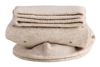 Patterned cotton socks - Heathered beige and camel