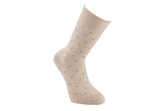 Patterned cotton socks - Heathered beige and camel