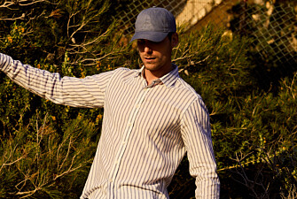 Men's Steel Blue Linen baseball cap - BRADWELL II