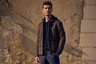 Men's chocolate mélange boiled wool overshirt jacket - KENDRIS