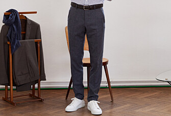 Grey Blue Herringbone Men's dress trousers - LELIAN