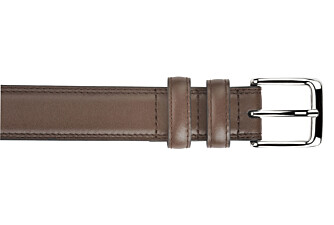 Men's Chestnut Leather Belt With Silver Buckle - BRIXTON SILVER