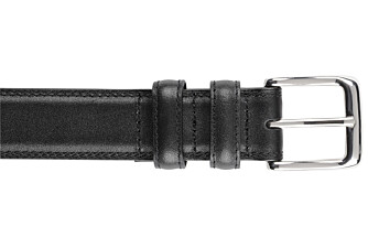 Men's Black Leather Belt With Silver Buckle - BRIXTON SILVER