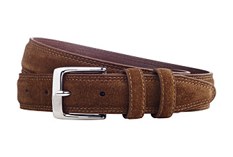 Havana Suede Leather belt for men with silver buckle - BRIXTON SILVER