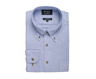 Blue Oxford shirt with chest pocket - American collar - HAROLD