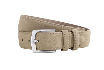 Men's luxury beige velvet belt - WESTGATE SILVER