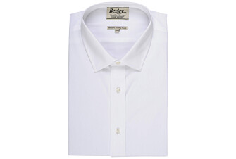 White Poplin Cotton Shirt - Straight collar - LOUIS