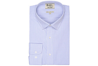 Shirt with white and blue thin checks - MARTIN