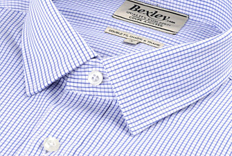 Shirt with white and blue thin checks - MARTIN