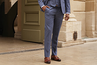 Men's Light Blue Melange Suit Trousers - LAZARE