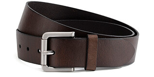 Men's Chocolate Leather Belt - WESTWOOD SILVER
