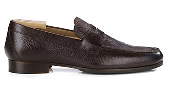 Grained Chocolate leather loafers - DAVIES