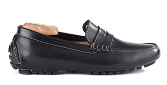 Men's Black Leather Driving shoes - FERGUSON