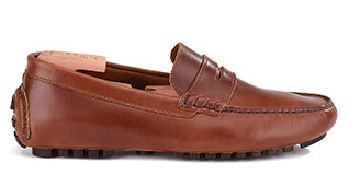 Dark Chestnut Leather Men's Driving Moccasins - FERGUSON