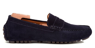 Navy suede Men's Driving Moccasins - FERGUSON