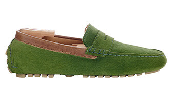 Green & Chestnut Suade Men's Driving Moccassins - FERGUSON