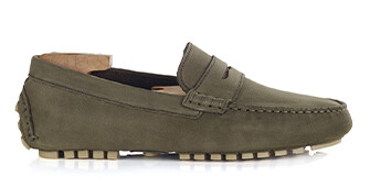 Khaki Nubuck Leather - Men's Driving Moccassins - FERGUSON