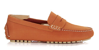Dark Orange Nubuck Leather - Men's Driving Moccassins - FERGUSON