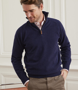 Navy half-zip wool jumper - KENNETH