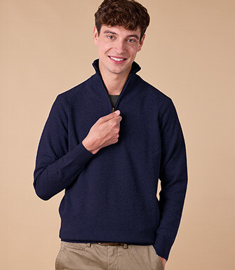 Navy half-zip wool jumper - KENNETH
