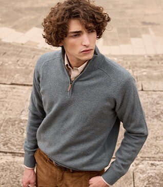 Green Melange half-zip wool sweater - KENNETH