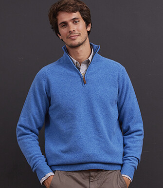 Blue sea half-zip wool sweater - KENNETH