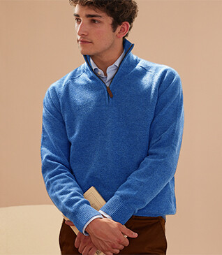 Blue sea half-zip wool sweater - KENNETH