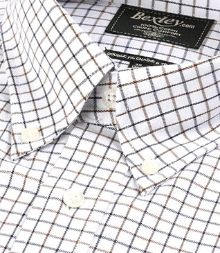 Flannel shirt with blue and beige checks - LINDSAY