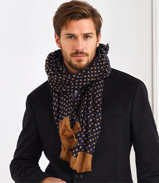 Navy and Tawny Wool scarf