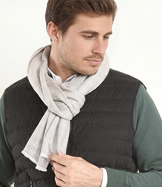 Beige and Ecru wool and cashmere scarf