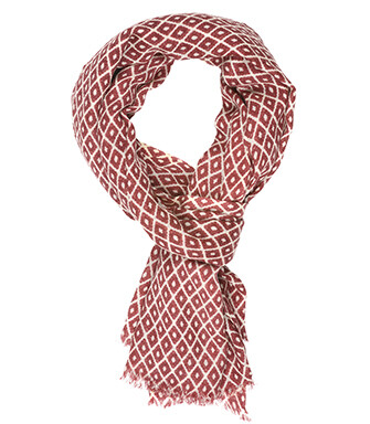 Ecru diamond patterned Red Wool scarf