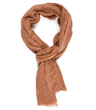 Ecru patterned Brick Red Wool scarf
