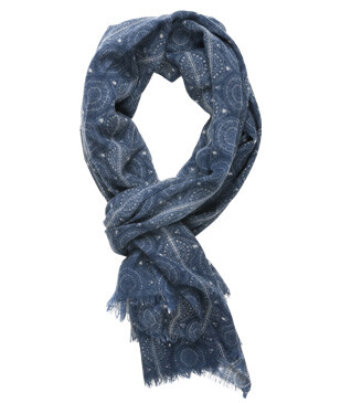 Peacock Blue patterned Wool scarf