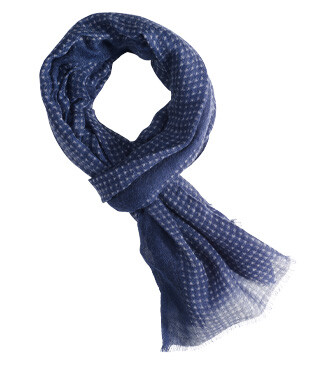 Blue Square Pattern Grey Wool scarf