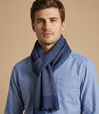 Blue Square Pattern Grey Wool scarf