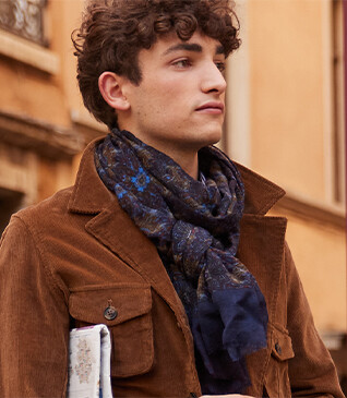 Blue & Khaki Wool scarf