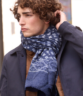 Navy with blurred white printed pattern