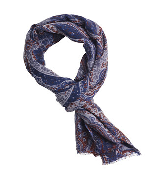 Men’s Wool Scarf – Navy, Grey and Red