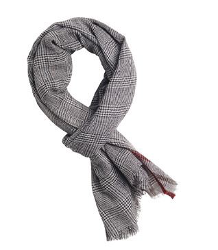Men’s Wool Scarf – Grey and Red Checks