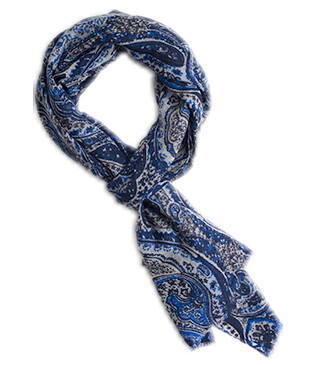 Men's blue & grey paisley woolen scarf