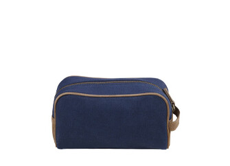 Navy cotton canva and Tobacco goat suede  Travel kit