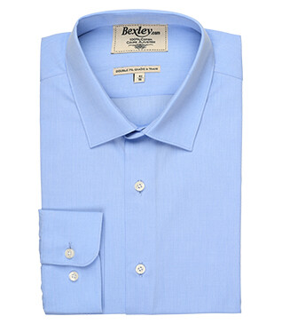 Blue shirt 100% cotton - Straight collar - MAXIME CLASSIC