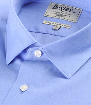 Blue shirt 100% cotton - Straight collar - MAXIME CLASSIC